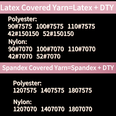 lateks kauchuk spandex qoplangan ip DCY ip neylon va polyester